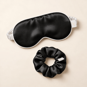The Noir silk sleep mask and scrunchie