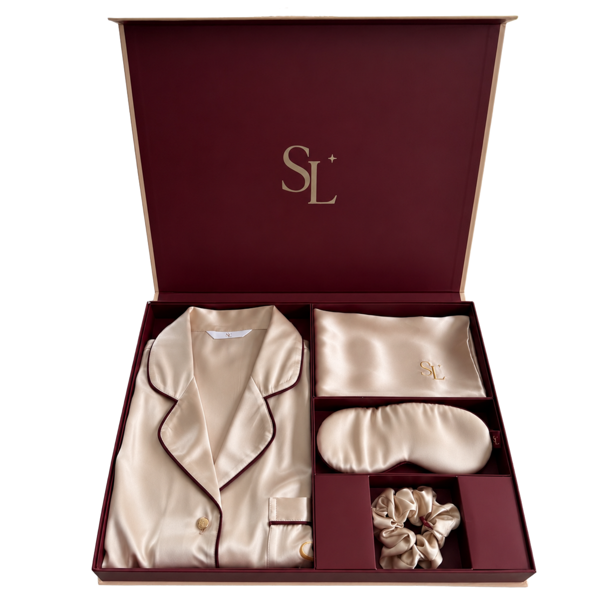 The Aurelia presented in the open Sleep Luxuria gift box